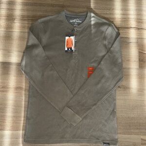 Eddie Bauer Men's Long Sleeve Henley in Olive